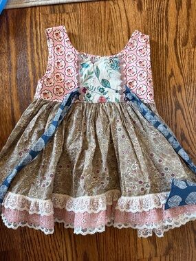 Matilda Jane Pink, Brown & Blue Floral Patchwork Dress